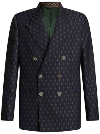 Etro Blazer doppiopetto a fiori jacquard - Blu