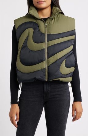 Nike Swoosh Down Vest in Olive/Black at Nordstrom, Size X-Large