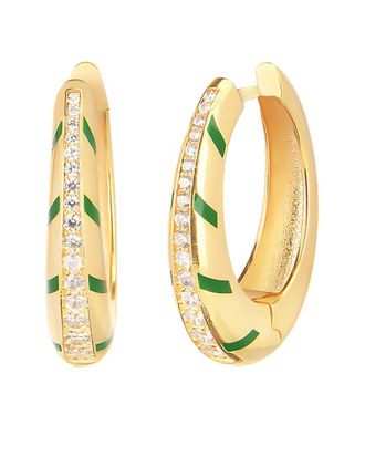 Gabi Rielle Shining Moment 14K Over Silver Cz Allure Huggie Earrings