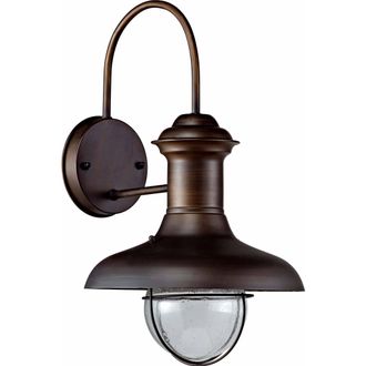 Netlighting Estoril 1 Light Outdoor Small Dome Wall Light Rust Brown E27