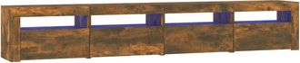 vidaXL Mueble De Tv Con Luces Led Color Roble Ahumado 240x35x40 Cm Vidaxl