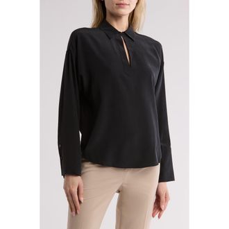Rebecca Taylor Essential Silk Blouse in Black at Nordstrom Rack, Size Medium