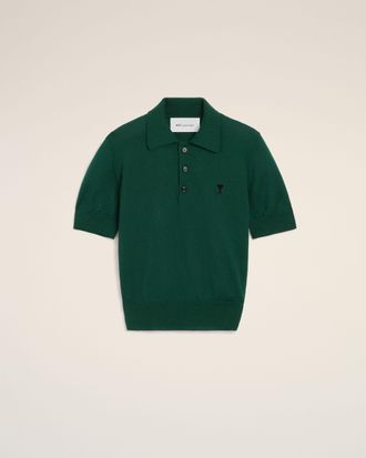 Ami Green wool polo with Ami de Coeur Green - XXL - for Women
