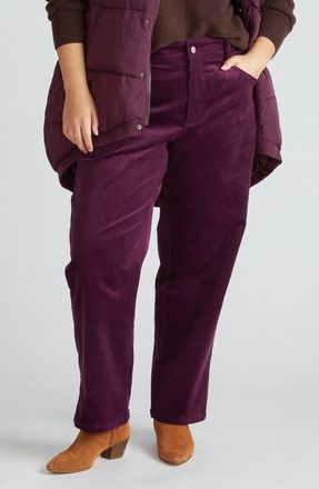 Universal Standard Cassidy High Waist Corduroy Straight Leg Pants in Violette at Nordstrom, Size 34W