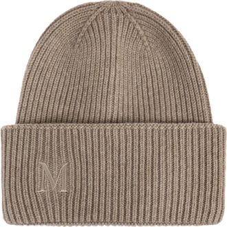 Max Mara Retina Beanie - Dames - Hoeden - Beige - ONE Size - Kasjmier - Accessoires