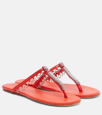 CHRISTOPHER ESBER Pierced embellished leather thong sandals