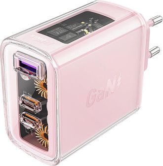 OEM Cargador De Pared Gan 65w 3 Puertos 1x Usb 2x Usb-c Rosa