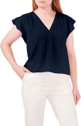 Chaus Print Flutter Sleeve Blouse in Jbs Navy at Nordstrom, Size X-Large