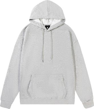 Generic Classic Hoodies for Men Drawstring Hooded Collar Plain Pullover Hoody Casual Wear with Pocket Pullover Hooded Sweater Gray