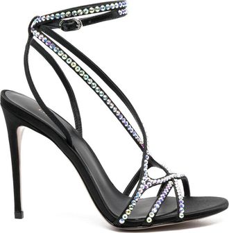 Le Silla Belen 105mm crystal-embellished sandals - women - Goat Skin/Satin/Calf Leather/Rubber/Fabric - 41.5 - Black