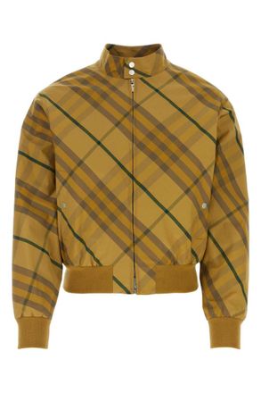 Burberry Mustard Plaid Pattern Bomber Jacket