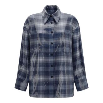 Pinko Pinko - Orchidea Overshirt - Dames - Blouses & Shirts - Blauw - Maat: S Poliester