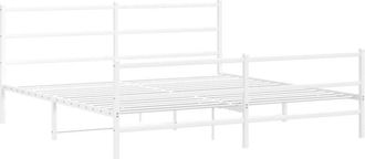 vidaXL Estructura cama sin colchón con estribo metal blanco 183x213 cm Vidaxl