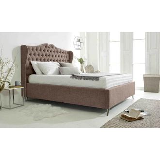 Casa Vanessa Mineral Grampian Fabric Matching Buttons King Bed Frame