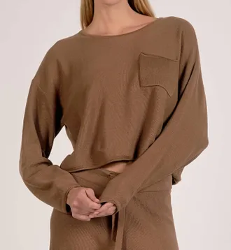 Elan Pocket Front Sweater In Caramel