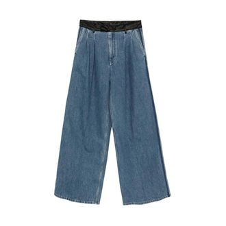 Forte_Forte Geplooide Wide-Leg Jeans - Dames - Jeans - Blauw - Maat: 4XS Zijde