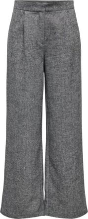 Only Zip- en haaksluiting broek met zakken aan de voorkant - Dames - Wijde Broeken - Grijs - M L32 - Polyester - Broeken
