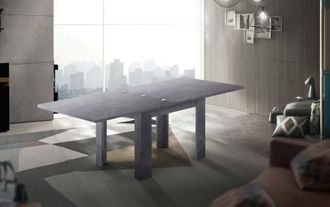 Dmora Mesa De Comedor Con Apertura Para Libros, Made In Italy, Consola Auxiliar De Cocina, Mesa Extensible, 90x90h75 Cm, Color Gris Pizarra, Con Embalaje Re