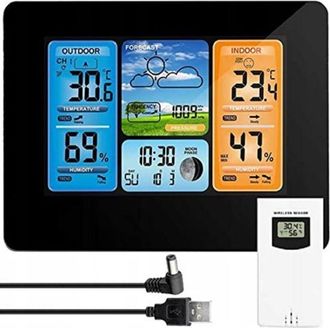 OEM Estaci&oacute;n Meteorol&oacute;gica Con Sensor Exterior Inal&aacute;mbrico - Negro Y Plata