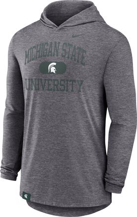Nike Michigan State Spartans Blitz Nike Mens Dri-FIT College Long-Sleeve Hooded T-Shirt in Grey | CLU24TP01NBVRK-MSU