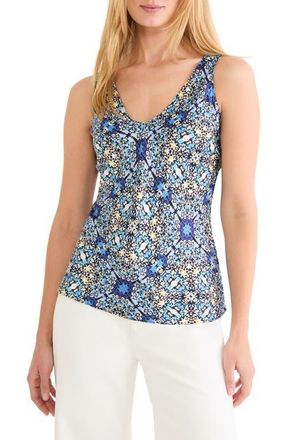 Nic+Zoe Filigree Tile Tank in Blue Multi at Nordstrom, Size Xx-Large