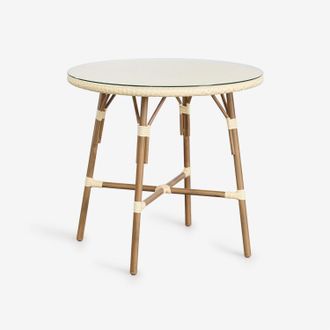 Sklum Sklum - Mesa De Jard&iacute;n Redonda &Oslash;80 Cm En Aluminio Y Rat&aacute;n Sint&eacute;tico Brielle Bistro