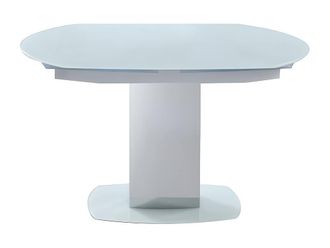 Vente-Unique Extendable Dining Table - Tempered Glass & Metal - 6 To 8 Seats in White