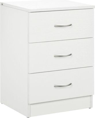 HOMCOM Homcom - Mesita de noche moderna mesilla de noche con 3 cajones y asas de aluminio mesa de noche para dormitorio salón 40x35x58 cm blanco