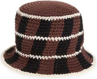 Melrose and Market Crochet Bucket Hat in Brown- Black Multi at Nordstrom Rack