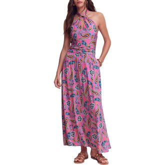 Boden Sydney Paisley Halter Maxi Dress in Pink Paisley at Nordstrom, Size 10