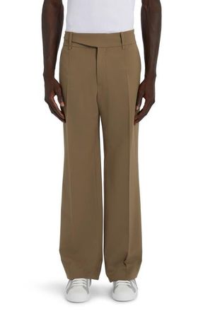 Dolce & Gabbana Buckle Waist Wool Stretch Twill Pants in Beige at Nordstrom, Size 34 Us