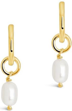 Sterling Forever Freshwater Pearl Drop Huggie Hoop Earrings in Gold at Nordstrom Rack