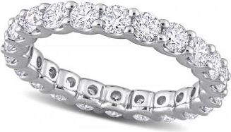 Allurez Round Cut Lab Grown Diamond Eternity Ring 14K White Gold (2.20ct)