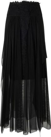 Alberta Ferretti Pliss&eacute; Midi Rok - Dames - Midirokken - Zwart - 2XL - Rokken
