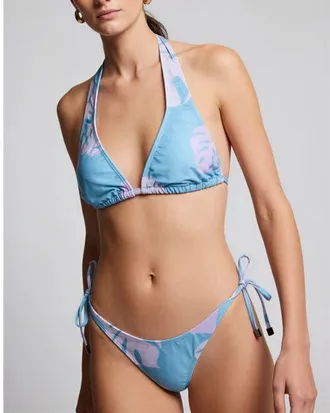 Lords of Harlech Monstera Floral Womens Bikini Top in Monstera Floral Teal at Nordstrom, Size Xx-Large