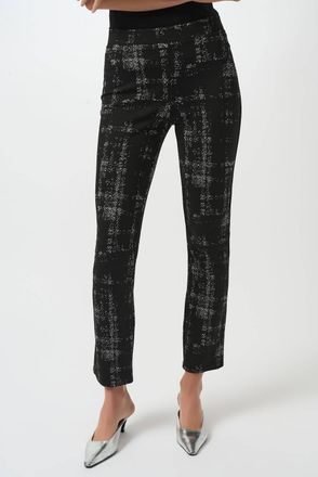 Joseph Ribkoff Plaid Ankle-Length Trousers In Black