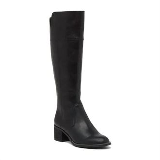 Franco Sarto Womens Lucianna Leather Block Heel Tall Boots In Black