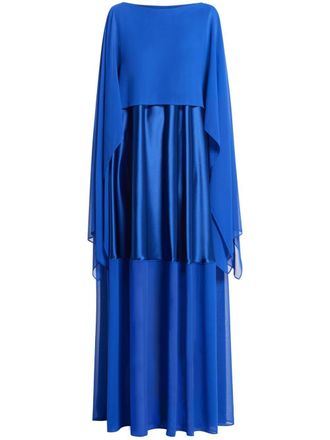 Talbot Runhof Loggia crepe cape gown - women - Triacetate/Polyester - 34 - Blue