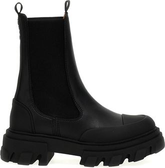 Ganni Black Leather Ankle Boots