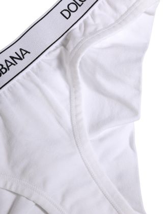 Dolce & Gabbana White Cotton Logo Waistband Brief Panty Womens Underwear