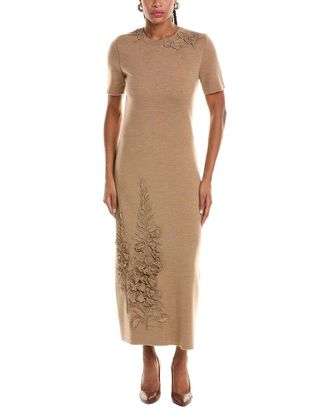 Oscar De La Renta Foxgloves Embroidered Dress