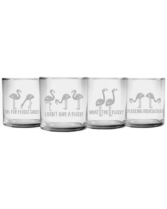 SUSQUEHANNA GLASS Set Of 4 Flocking Ridiculous Assortment Slim Rocks Glass