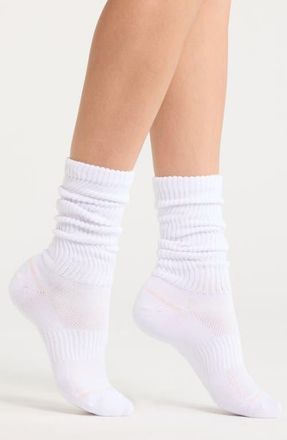 Nordstrom Athleisure Slouch Rib Crew Socks in White at Nordstrom, Size 9