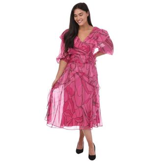 Ted Baker Dames/Dames Victoir Bedrukte Pinafore Jurk met Ruches (Roze)