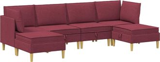 vidaXL Juego De Sof&aacute; Modular Con Almacenamiento 6 Uds. Rojo Vino Tela Vidaxl
