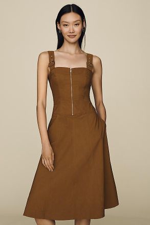 Maeve Hardware A-Line Zip-Front Midi Dress