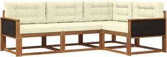 vidaXL Conjunto De Sof&aacute;s De Exterior 4 Uds. Natural Y Crema Vidaxl