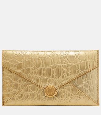 Dries Van Noten Embossed metallic leather clutch