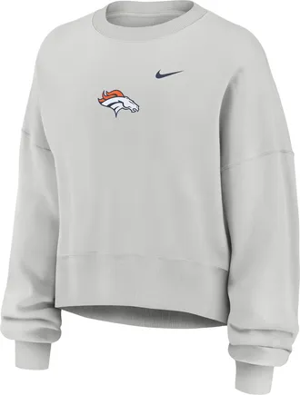 Nike Denver Broncos Primetime Phoenix Nike Womens NFL Oversized Pullover Crew in Grey | 01D70BB8W-CSV