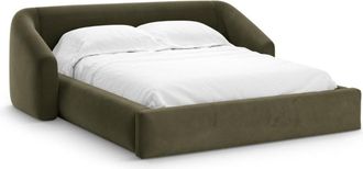 Cosmopolitan Design Cama con cabecero y ba&uacute;l 200x160cm terciopelo verde